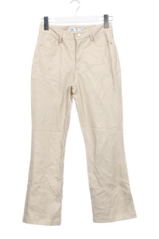 Damskie skórzane spodnie Zara, Rozmiar S, Kolor ecru, Cena 38,99 zł