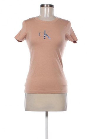 Damen T-Shirt Calvin Klein Jeans, Größe XS, Farbe Beige, Preis € 39,99