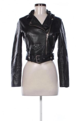 Дамско кожено яке Bershka, Размер S, Цвят Черен, Цена 27,60 €