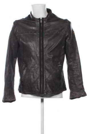 Ανδρικό δερμάτινο μπουφάν Emilio Adani, Μέγεθος L, Χρώμα Γκρί, Τιμή 60,99 €