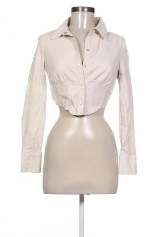 Dámska kožená bunda  Bershka, Veľkosť S, Farba Kremová, Cena  21,95 €