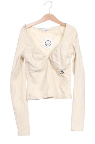 Γυναικεία μπλούζα Calvin Klein Jeans, Μέγεθος XS, Χρώμα Εκρού, Τιμή 33,99 €