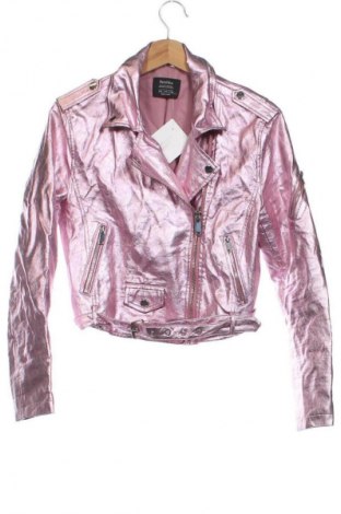 Geacă de piele pentru femei Bershka, Mărime M, Culoare Roz, Preț 81,99 Lei