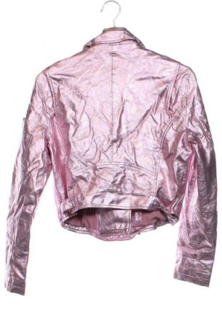 Geacă de piele pentru femei Bershka, Mărime M, Culoare Roz, Preț 81,99 Lei