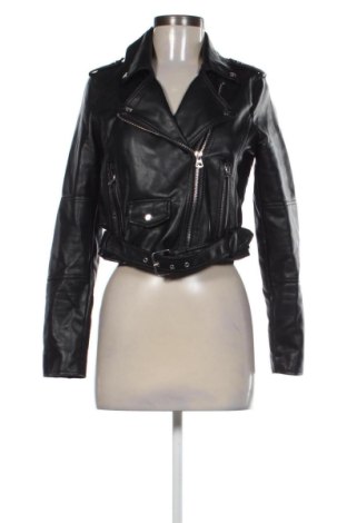 Дамско кожено яке Pull&Bear, Размер M, Цвят Черен, Цена 30,00 €