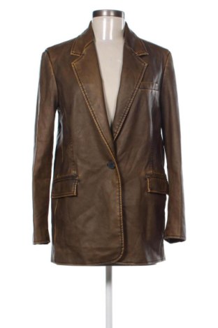 Дамско кожено яке Stradivarius, Размер S, Цвят Кафяв, Цена 30,00 €