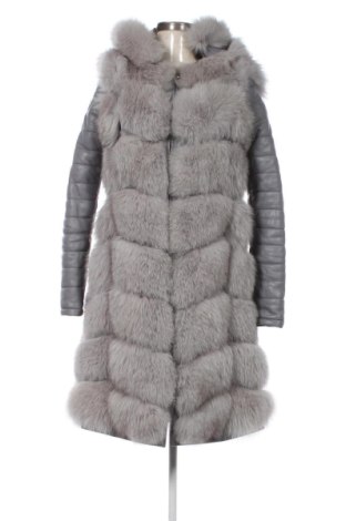 Palton din piele pentru damă Unbranded, Mărime M, Culoare Gri, Preț 1.086,28 Lei