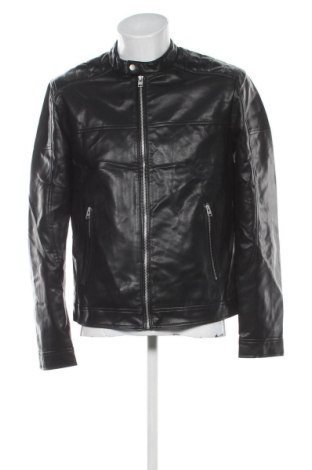 Ανδρικό δερμάτινο μπουφάν Bershka, Μέγεθος L, Χρώμα Μαύρο, Τιμή 48,99 €
