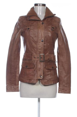 Geacă de piele pentru femei Stradivarius, Mărime S, Culoare Maro, Preț 259,00 Lei
