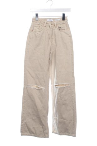 Дамски дънки Bershka, Размер XXS, Цвят Бежов, Цена 10,22 €, #136724489