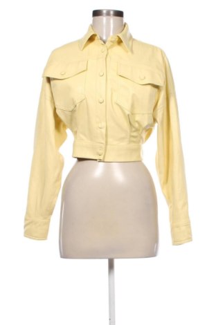 Geacă de piele pentru femei Bershka, Mărime S, Culoare Galben, Preț 178,34 Lei, #136748434