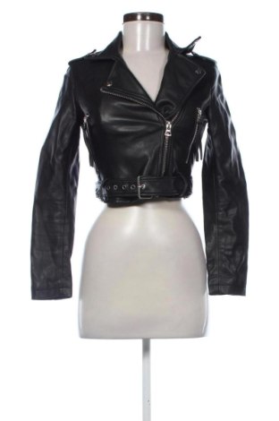 Γυναικείο δερμάτινο μπουφάν Bershka, Μέγεθος XS, Χρώμα Μαύρο, Τιμή 35,99 €, #136700057