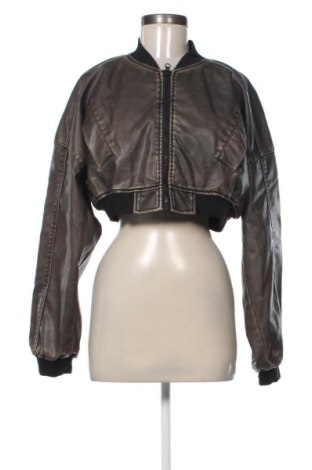 Дамско кожено яке Stradivarius, Размер M, Цвят Черен, Цена 30,16 €