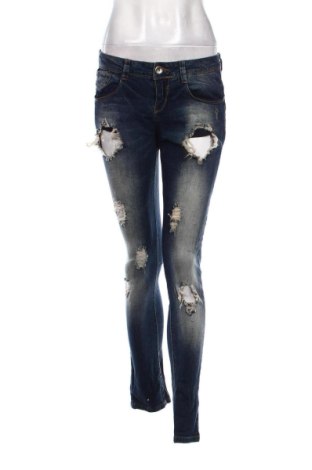 Blugi de femei Bershka, Mărime L, Culoare Albastru, Preț 86,00 Lei, #136790740