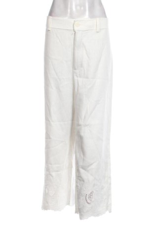 Damskie spodnie Zara, Rozmiar XL, Kolor ecru, Cena 200,41 zł, #136850494