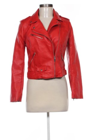 Дамско кожено яке Zara, Размер S, Цвят Червен, Цена 26,00 €, #136894173