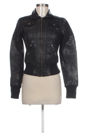 Дамско кожено яке Unbranded, Размер XXS, Цвят Черен, Цена 67,00 €, #137038161