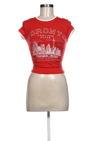 Tricou de femei Bershka, Mărime XXS, Culoare Roșu, Preț 52,49 Lei, #137016720