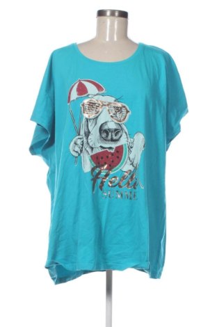 Damski T-shirt Ulla Popken, Rozmiar 4XL, Kolor Niebieski, Cena 66,99 zł, #137146156