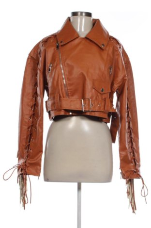 Dámska kožená bunda  Boohoo, Veľkosť S, Farba Hnedá, Cena  32,00 €, #137079967