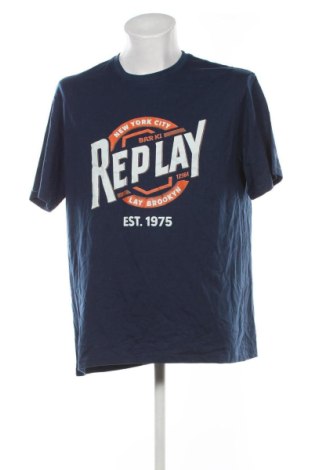 Męski T-shirt Replay, Rozmiar XXL, Kolor Niebieski, Cena 108,99 zł, #137148648