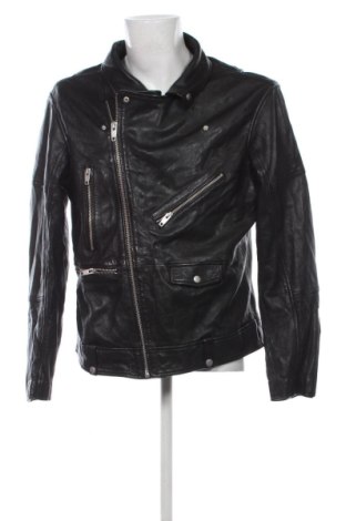 Мъжко кожено яке Zara, Размер XXL, Цвят Черен, Цена 122,89 €, #137035547
