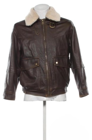 Мъжко кожено яке Bershka, Размер S, Цвят Кафяв, Цена 25,00 €, #137160216