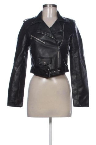 Дамско кожено яке Stradivarius, Размер XS, Цвят Черен, Цена 25,00 €, #137258224