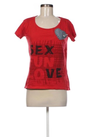 Damski T-shirt Desigual, Rozmiar L, Kolor Czerwony, Cena 84,67 zł, #137326899