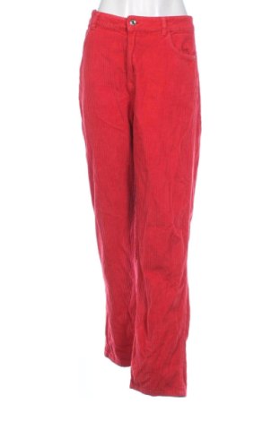 Pantaloni de velvet de femei Bershka, Mărime L, Culoare Roșu, Preț 52,00 Lei, #137317430