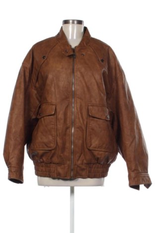 Geacă de piele pentru femei Bershka, Mărime L, Culoare Maro, Preț 183,00 Lei, #137312141
