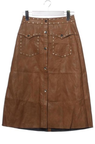 Fustă de piele Zara, Mărime XS, Culoare Maro, Preț 94,48 Lei, #137315930