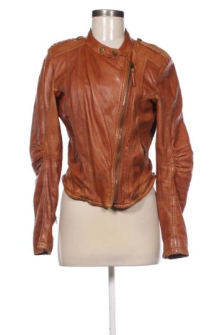 Geacă de piele pentru femei Bershka, Mărime L, Culoare Maro, Preț 271,06 Lei, #137409105