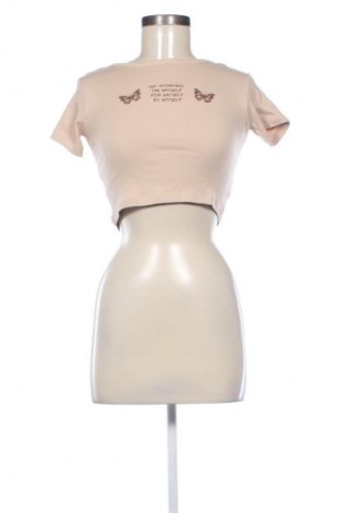 Damski T-shirt Sinsay, Rozmiar XS, Kolor Brązowy, Cena 22,47 zł