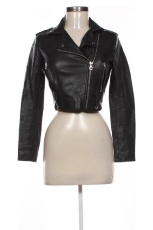 Geacă de piele pentru femei Bershka, Mărime XS, Culoare Negru, Preț 120,73 Lei, #137484083