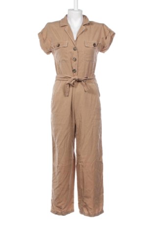 Дамски дълъг гащеризон Bershka, Размер S, Цвят Бежов, Цена 15,00 €, #137673805