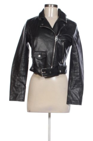Geacă de piele pentru femei Bershka, Mărime M, Culoare Negru, Preț 111,34 Lei, #137678603