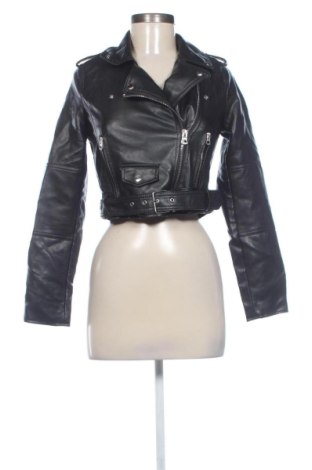Дамско кожено яке Pull&Bear, Размер S, Цвят Черен, Цена 24,00 €, #137741760