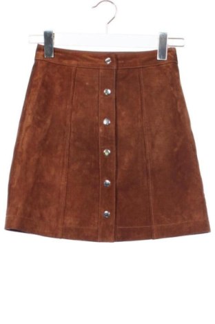 Кожена пола Stradivarius, Размер XXS, Цвят Кафяв, Цена 24,58 €, #137714303