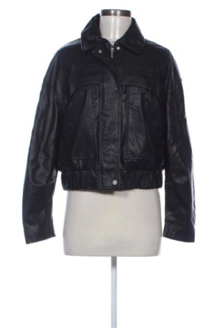 Дамско кожено яке Bershka, Размер M, Цвят Черен, Цена 29,64 €, #137818084
