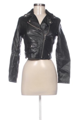 Geacă de piele pentru femei Bershka, Mărime XS, Culoare Negru, Preț 157,47 Lei, #137830800