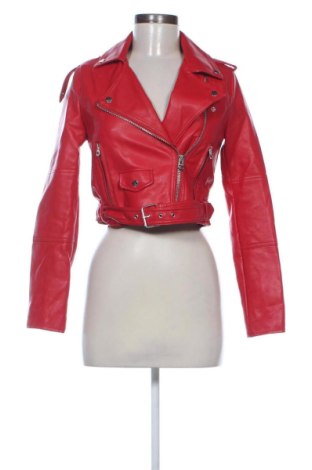 Дамско кожено яке Pull&Bear, Размер S, Цвят Червен, Цена 30,00 €, #137851854