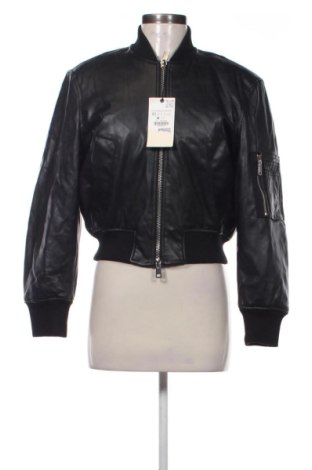 Дамско кожено яке Zara, Размер XS, Цвят Черен, Цена 42,62 €, #137903792