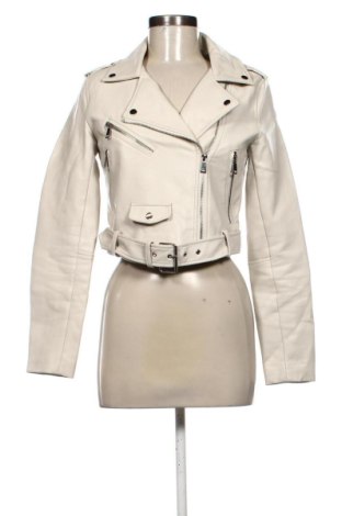 Geacă de piele pentru femei Stradivarius, Mărime S, Culoare Ecru, Preț 176,77 Lei, #138032852