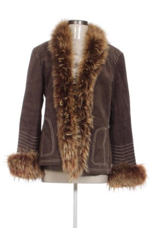 Γυναικείο δερμάτινο μπουφάν Derhy, Μέγεθος L, Χρώμα Καφέ, Τιμή 75,99 €