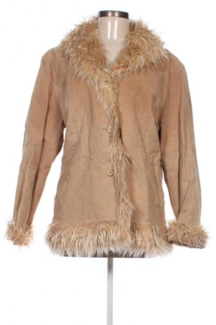 Дамско кожено палто Unbranded, Размер XL, Цвят Бежов, Цена 69,02 €