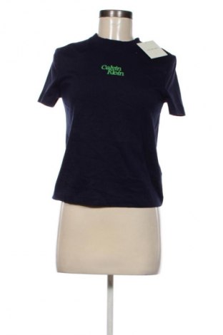 Γυναικείο t-shirt Calvin Klein Jeans, Μέγεθος XXS, Χρώμα Μπλέ, Τιμή 14,99 €