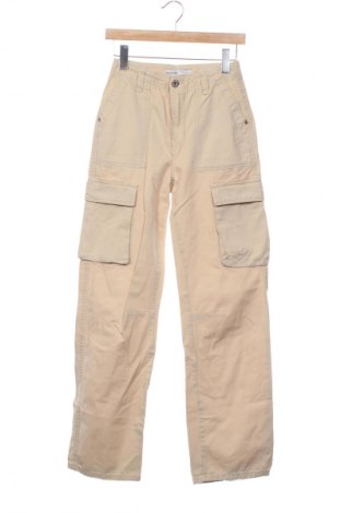 Damskie spodnie Bershka, Rozmiar XS, Kolor Beżowy, Cena 17,99 zł