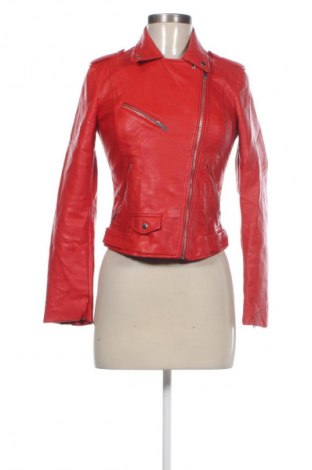 Дамско кожено яке Zara, Размер XS, Цвят Червен, Цена 14,82 €